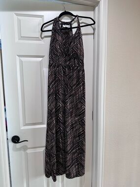 Sleeveless Brown and Black Patterned Maxi Dress Sz M